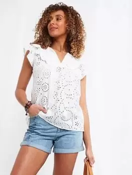 Image of Joe Browns Joe Browns Bonnie Broderie Top White, Size 12, Women
