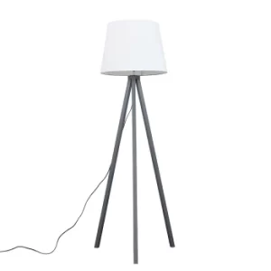 Image of Barbro Grey Tripod Floor Lamp With XL White Aspen Shade