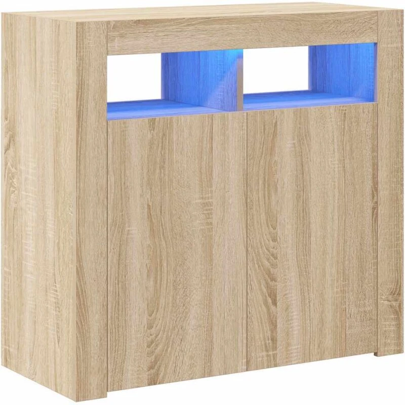 Image of VIDAXL Sideboard with LED Lights Sonoma Oak 80x35x75cm Vidaxl 8720286217412