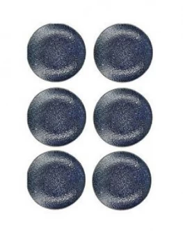 Image of Kitchencraft Mikasa Satori Living Gold Indigo Blue Side Plates Set Of 6