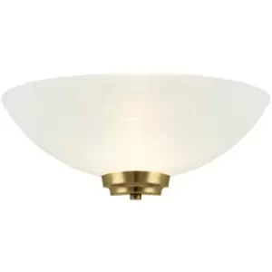 Image of Dimmable LED Wall Light Antique Brass White Line Pattern Glass Shade Dome Lamp