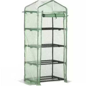 Image of Mini Greenhouse 4-Tier Portable Plant House Shed w/ PE Cover, Green - Outsunny