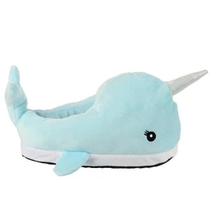 Image of Kawaii Narwhal Pair of Plush Slippers