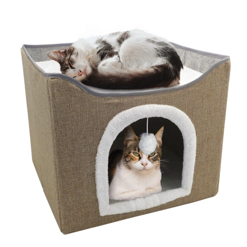 Image of Country Club Country Club Natural Folding Cat House with Scratching Board Size: 40cm Natural 40cm Unisex 5023674229596