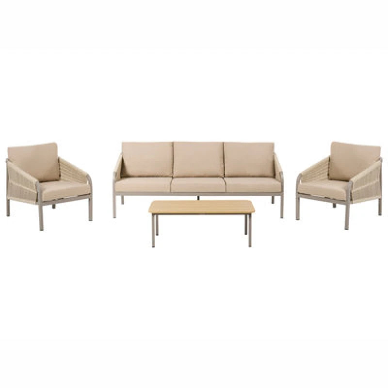 Image of Beliani Garden Lounge Set With Table 5 Seater Murato Metal Beige
