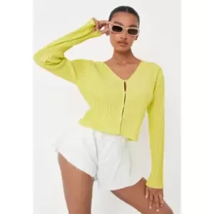 Image of Missguided Coord Plisse Cropped Button Cardi - Green
