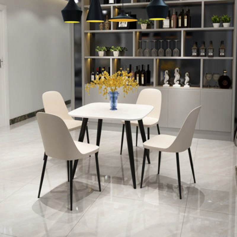 Image of Core Products Aspen White 80Cm Square Dining Table With 4 Calico Plastic Duo Design Chairs