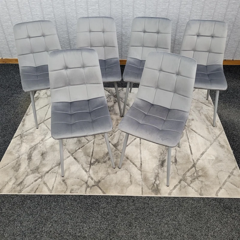 Image of KOSY KOALA Dining Chairs Set of 6 Grey Velvet Kitchen Chairs Grey
