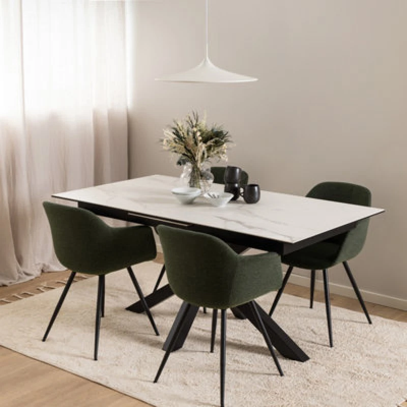 Image of Furniture To Go Heaven Extendable Dining Table With Ceramic White Top (L) 210Cm Seats Up To 6