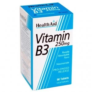 Image of HealthAid Vitamin B3 (Niacinamide) 250mg - Prolonged Release 90 Tablets