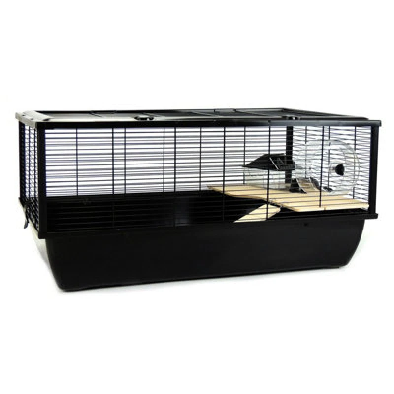 Image of Little Friends The Grosvenor Large Rat And Hamster Cage With Shelf - Black