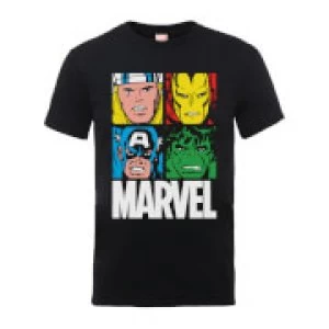 Image of Marvel Multi Colour Main Tile Mens Black T-Shirt - M - Black