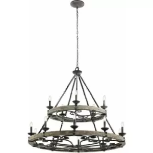 Image of Loops - 15 Bulb Chandelier Hanging Pendant LIght Weathered Zinc LED E14 60W Bulb