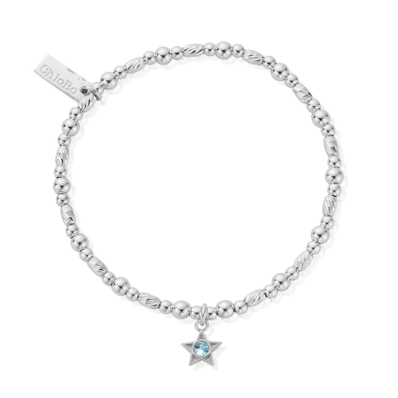 Image of ChloBo SBBCB3484 March Birthstone Bracelet - 925 Sterling Jewellery
