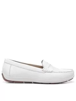 Image of Hotter Pier Leather Smart Casual Loafers - White, Size 9, Women