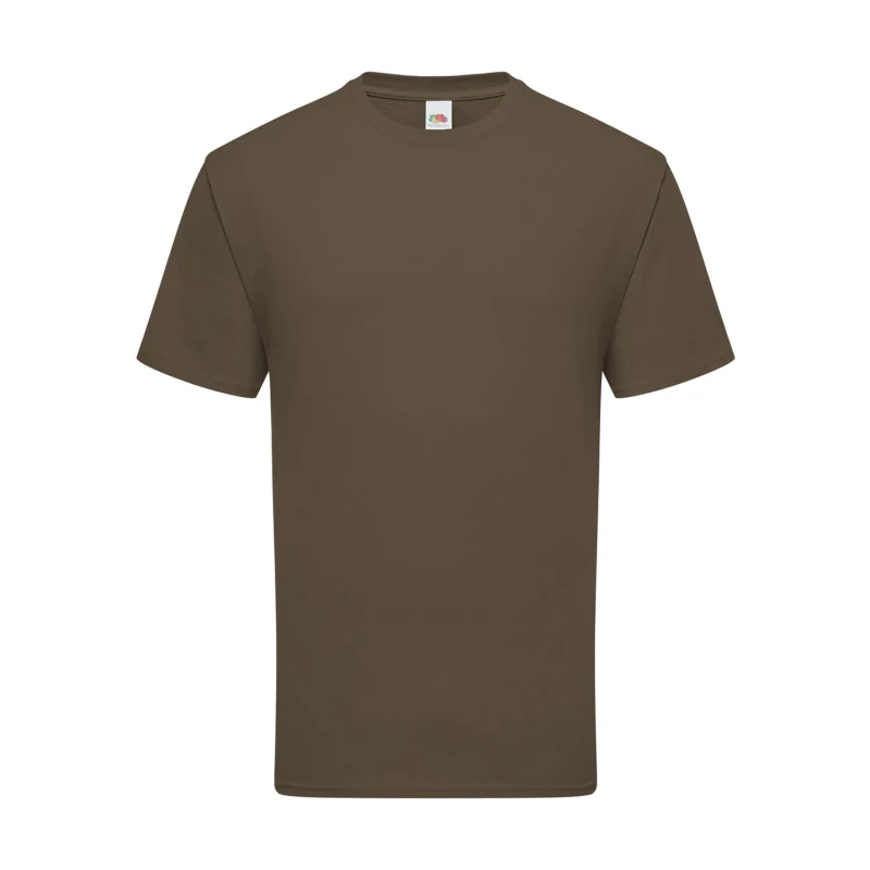 Image of Fruit Of The Loom Fruit of the Loom Men Iconic 195 Ringspun Premium Tshirt in Dark Brown Size: 2X-large Dark Brown XXL Male 5063806623649
