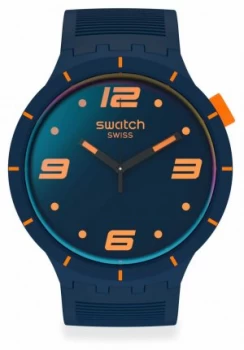Image of Swatch FUTURISTIC Blue Big Bold Blue Silicone Strap Watch