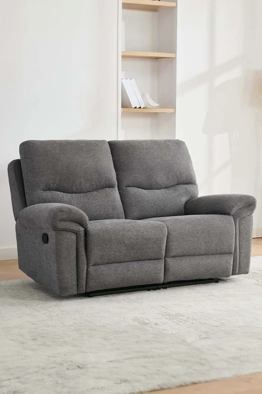 Image of More4Homes Fosse 2 Seater Manual Recliner Fabric Modern Living Sofa Dark Grey