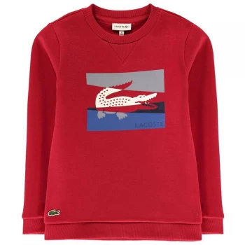 Image of Lacoste Chest Logo Sweatshirt - Red 6H5