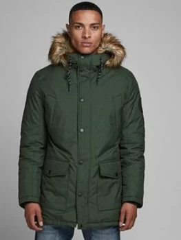 Image of Jack & Jones Jack & Jones Sky Parka Jacket, Green, Size S, Men
