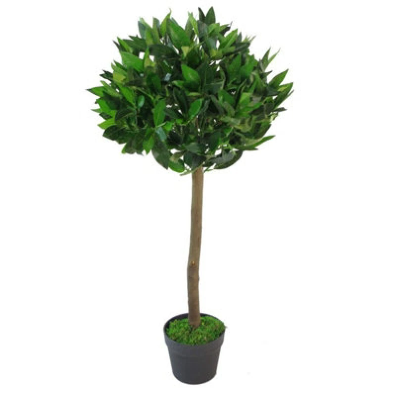Image of Leaf 90cm Leaf Design UK Artificial Realistic Bay Laurel Topiary Ball Tree Green