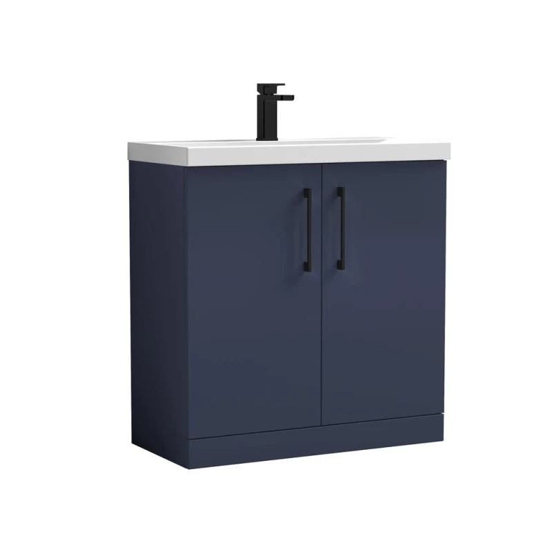Image of Balterley Level Contemporary Bathroom Floor Standing 2-Door Vanity Unit & Mid-Edge Basin, Midnight Blue, 800mm