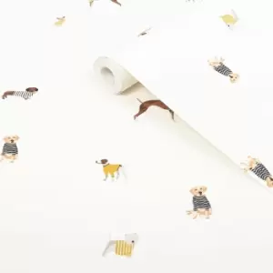Image of Joules Cream Harbour Dog Smooth Wallpaper