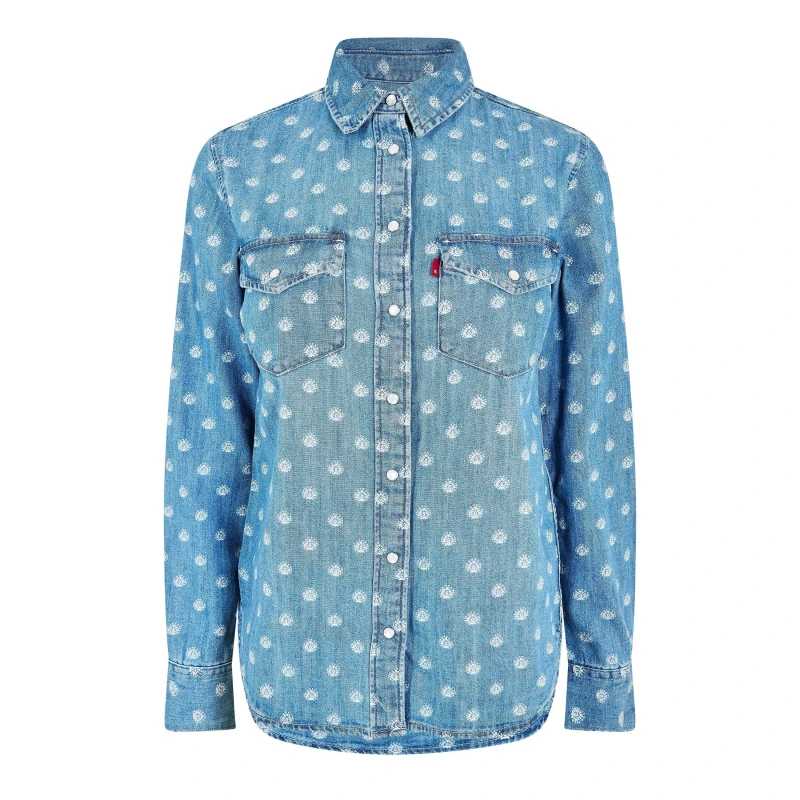 Image of Levis Womens Iconic Overshirt Catt Block Dnm female 8 (XS)