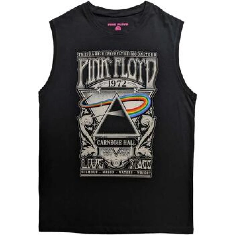 Image of Pink Floyd Pink Floyd Men Carnegie Hall Poster Cotton Tank Top in Black Size: Medium Black M Male 5063377349610