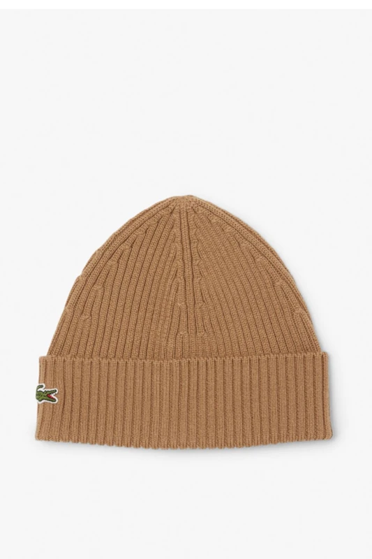 Image of Lacoste Mens Beanie Beige Beige Male One Size
