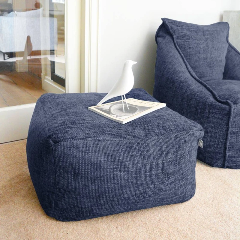 Image of Rucomfy Weave Ottoman Beanbag - Marina Blue