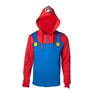 Image of Super Mario Bros - Novelty Mario Mens Medium Full Length Zipped Hoodie - Multi-colour