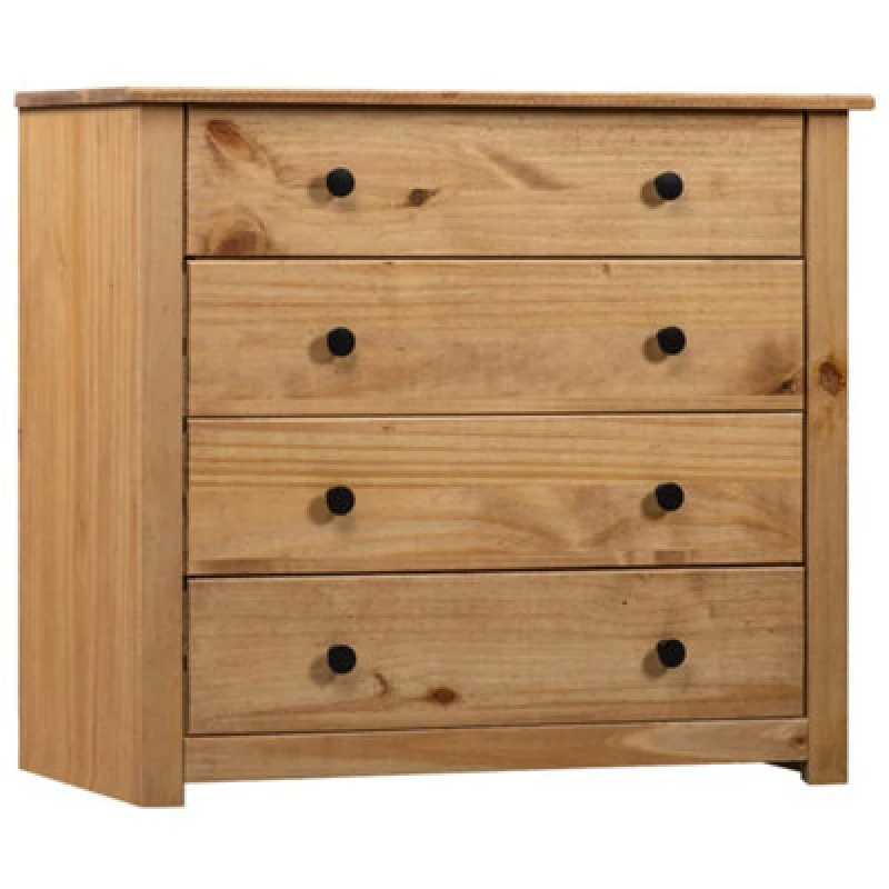 Image of vidaXL Solid Pine Wood Side Cabinet Panama Range with 4 Drawers Nightstand