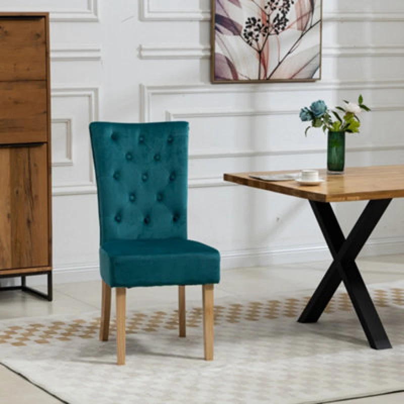Image of Pienza Velvet Dining Chairs - Set Of 2 - Teal