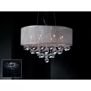 Image of Schuller Andreda - 8 Light Crystal Ceiling Pendant Cylindrical Mesh Polished chrome, G9