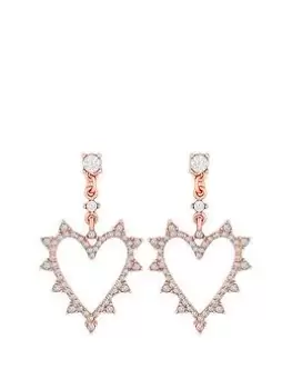 Image of Lipsy Rose Gold Forward Facing Heart Drop Earrings, Rose Gold, Women