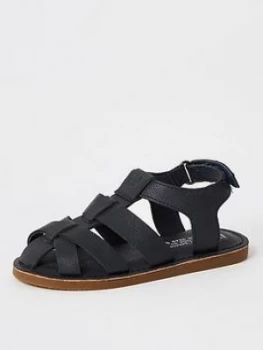 Image of River Island Mini Faux Leather Fisherman Sandal Navy Size 9 Years Boys