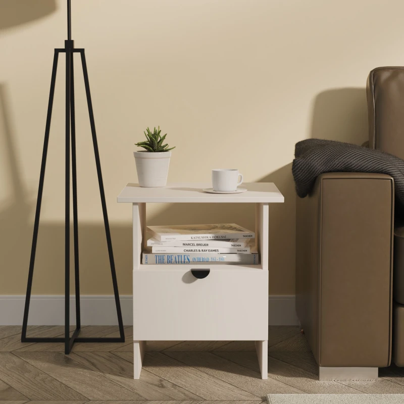 Image of Ready Assembled 2 U Norway Bottom Drawer Lamp Table (Ready Assembled) in Taupe Unisex