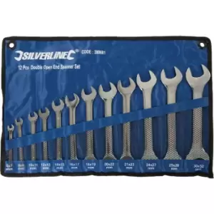 Image of Silverline Double Open Ended Spanner Set (12 Piece) in Chrome Steel