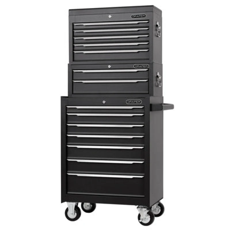 Image of Draper 14 Drawer Roller Cabinet and Tool Chest Combination Black 29455
