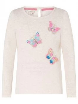 Image of Monsoon Girls S.E.W. Butterfly Badge Top - Oatmeal