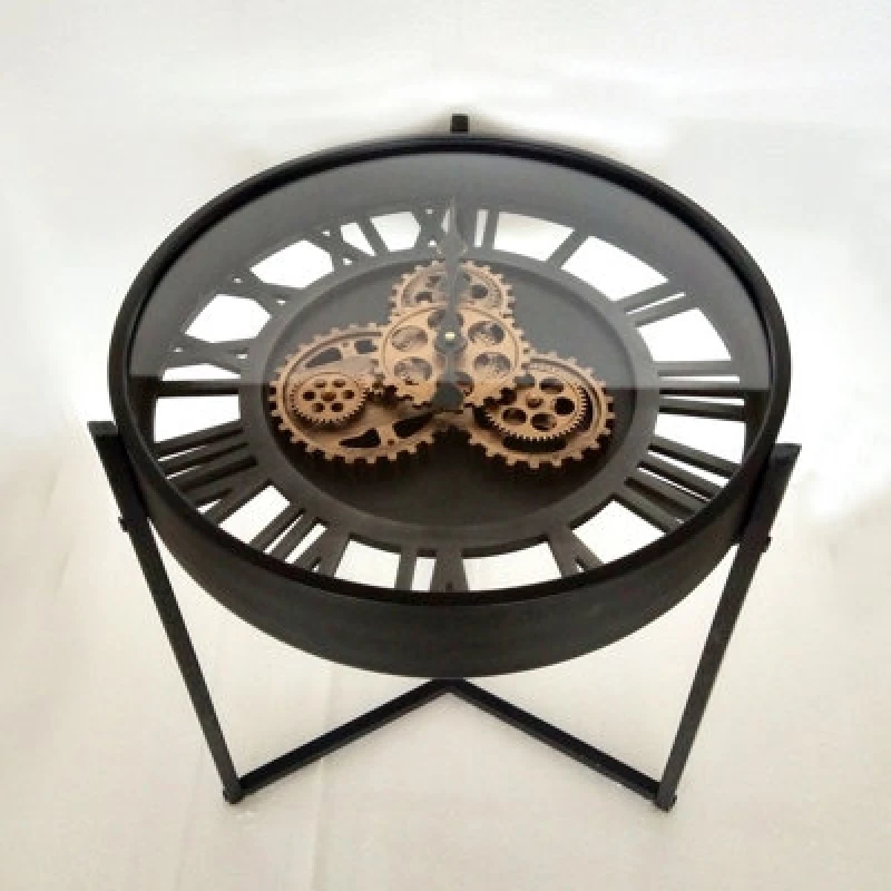Image of Minster Analog Gear Clock Table - Metal - L49 X W49 X H55cm - Black