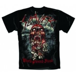 Image of Slayer World Painted Blood Skull Mens T Shirt: X Large