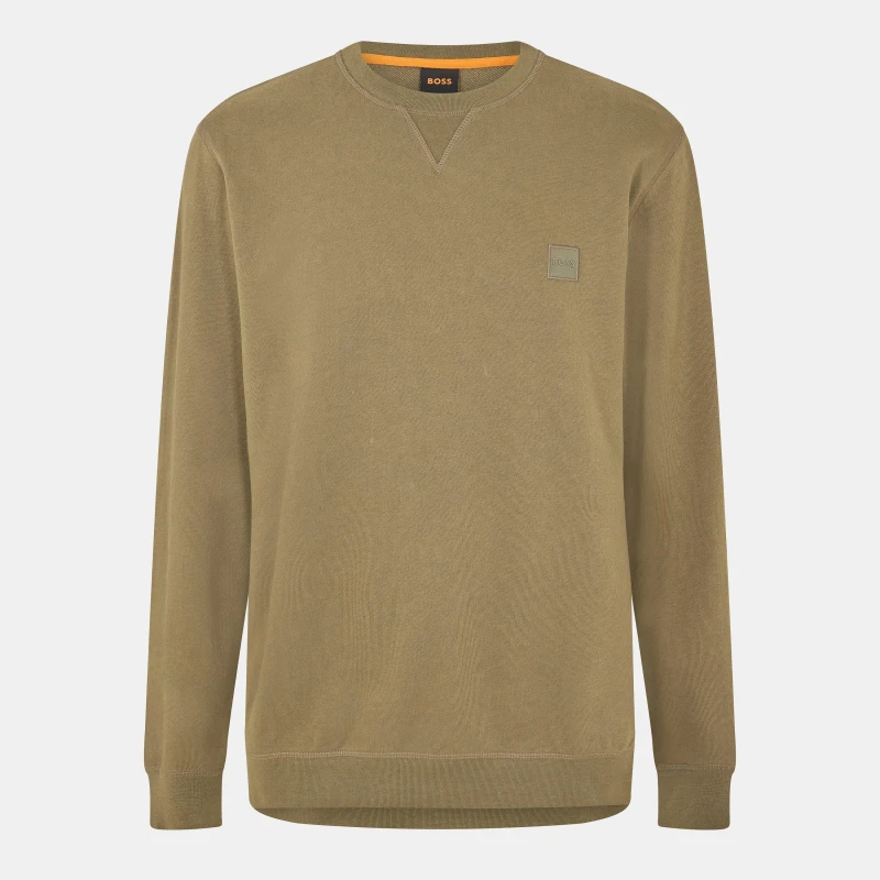 Image of Boss Mens Westart Crew Sweatshirt, Premium Cotton Open Green 342 male S