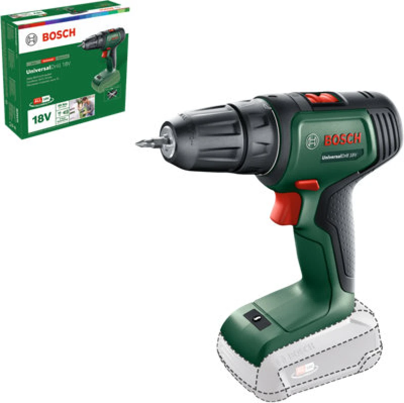 Image of Bosch UNIVERSALDRILL P4A 18v Cordless Drill Driver UNIVERSALDRILL 18 Batteries: No Batteries