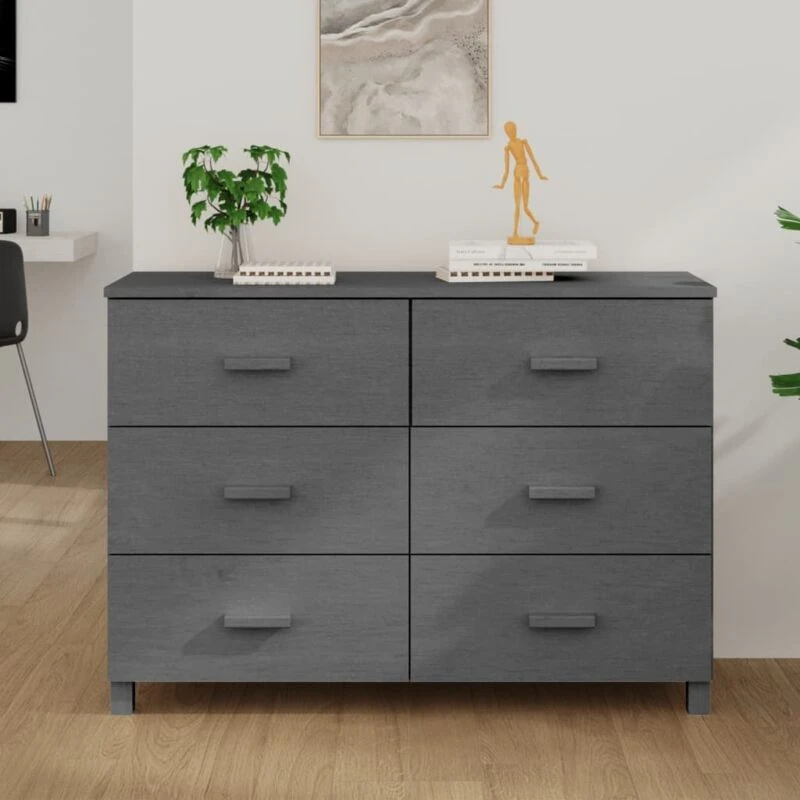 Image of VIDAXL Sideboard HAMAR Dark Grey 113x40x80cm Solid Wood Pine vidaXL 8720286817964
