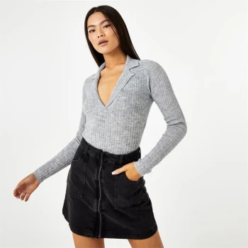 Image of Jack Wills Knitted Polo Bodysuit - Grey Marl