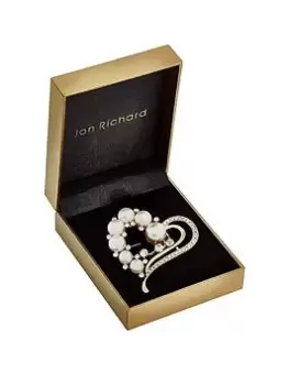 Image of Jon Richard Gold Pearl Heart Brooch, Silver, Women
