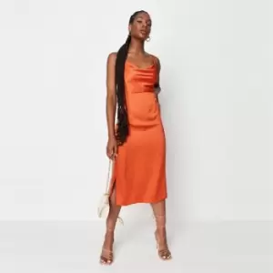 Image of Missguided Cami Cowl Slip Midaxi Dress - Orange
