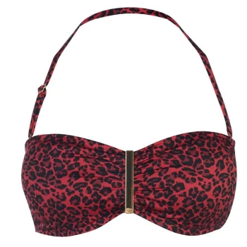 Image of Biba Leopard Print Bandeau Bikini - Red